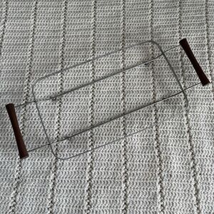 Vintage Pyrex Corningware Metal Cradle with Teak Handles for Casserole 13" x 9"